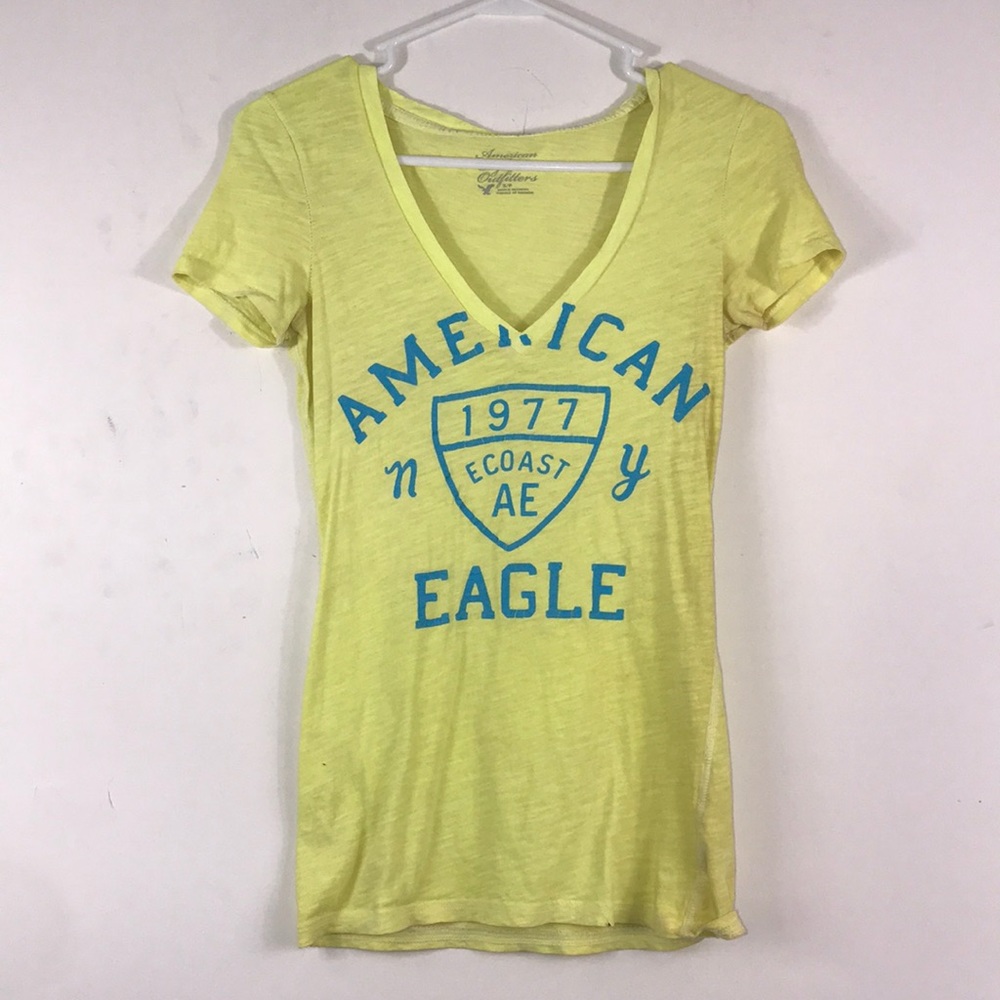 American eagle V-neck yellow short sleeve shirt